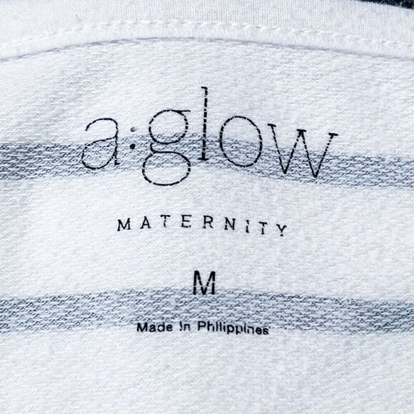 A:Glow Long Sleeve Maternity Sweatshirt | White with Gray Striped | Medium - Picture 8 of 10
